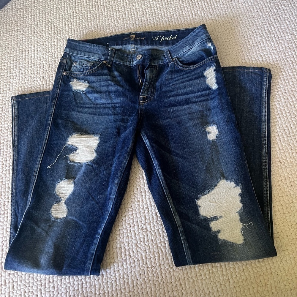 𝅺7 for all mankind a-pocket jean with distressed/destroyed details - Picture 4 of 4